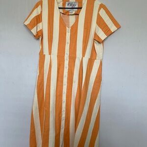 Ace & Jig Orange White Buttoned Midi Sundress